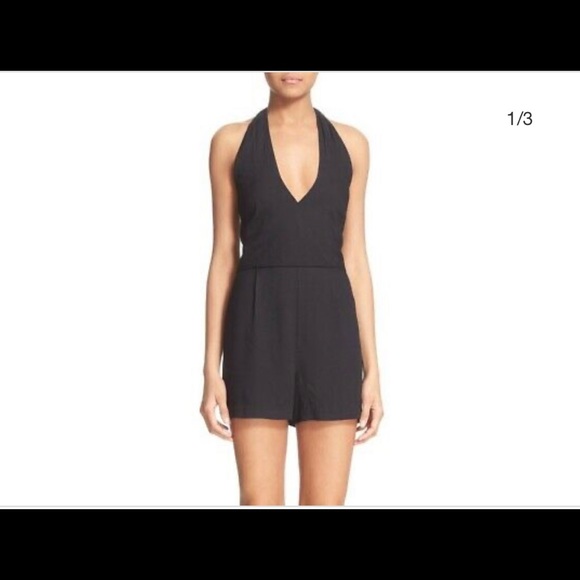 Alice + Olivia Other - Alice + Olivia Silk Black Halter Short Romper